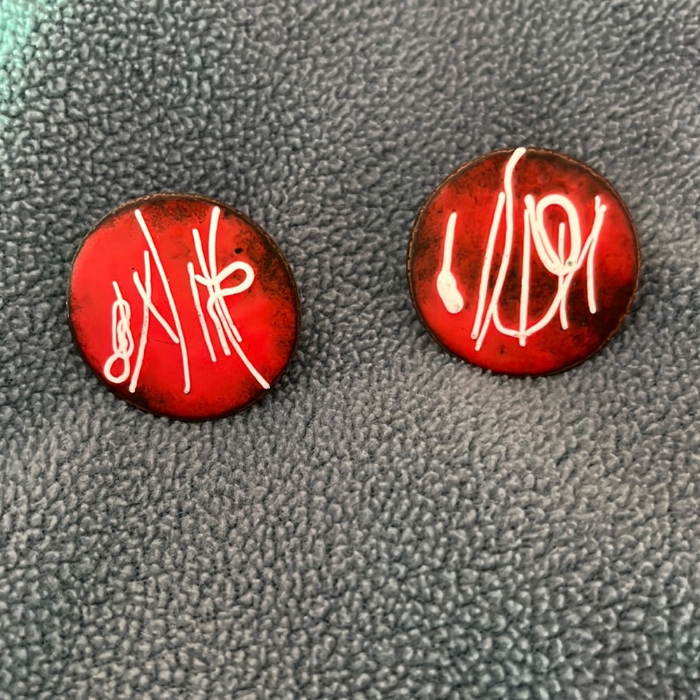 Handmade screw back enamel earrings